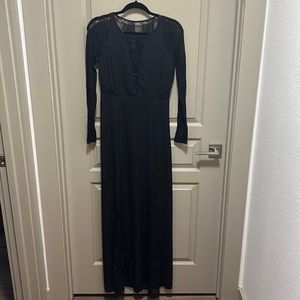 Express Black Long Sleeve Lace Maxi Dress